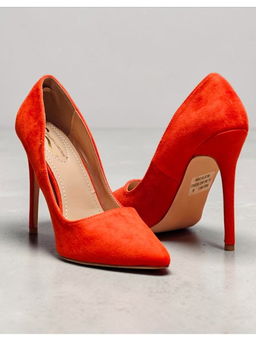 Orange Faux Suede Pointed-Toe Stiletto Heels Womens - Picture 12 of 14